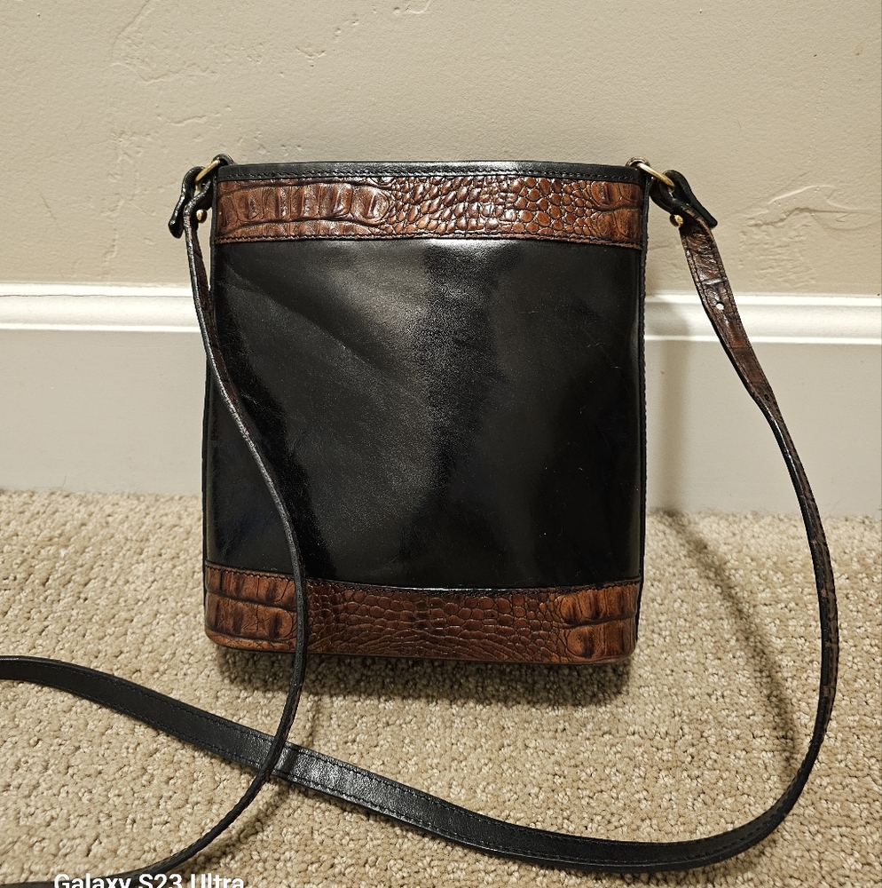 Brahmin Crossbody Bag Vintage. Black and Brown Leather - Picture 2 of 14